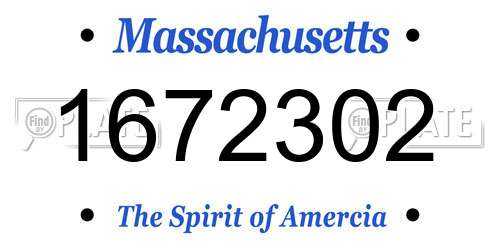 1672302 Massachusetts License Plate