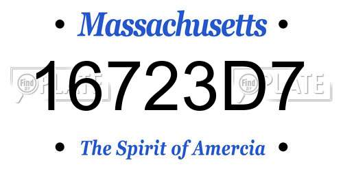 16723D7 Massachusetts License Plate