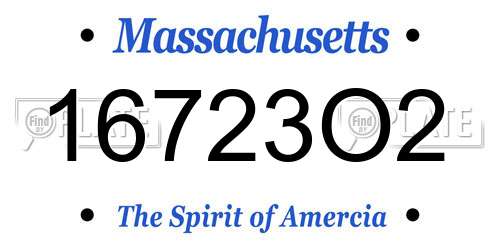 16723O2 Massachusetts License Plate