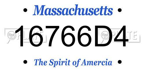 16766D4 Massachusetts License Plate