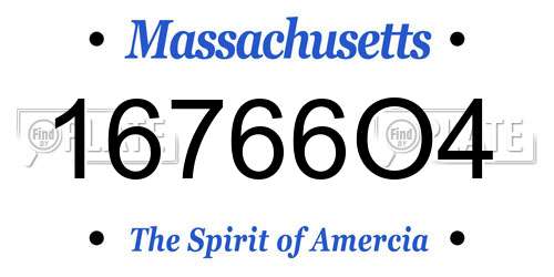 16766O4 Massachusetts License Plate