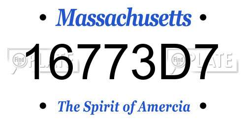 16773D7 Massachusetts License Plate