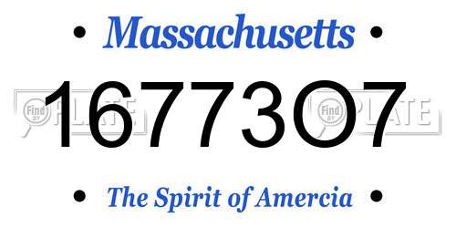 16773O7 Massachusetts License Plate