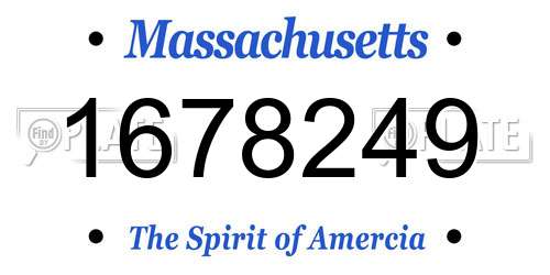 1678249 Massachusetts License Plate