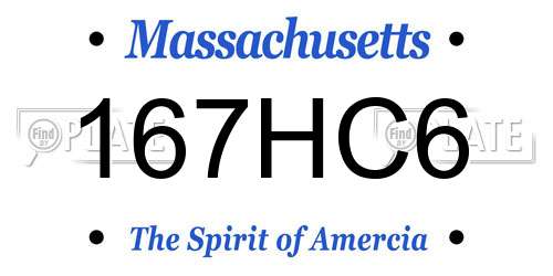 167HC6 Massachusetts License Plate