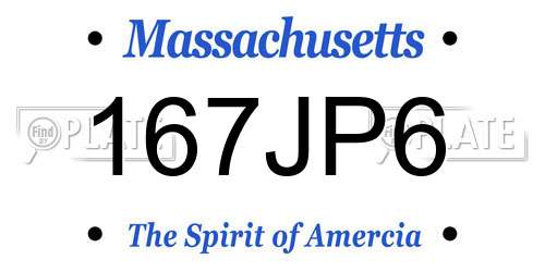 167JP6 Massachusetts License Plate