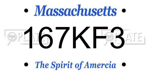 167KF3 Massachusetts License Plate