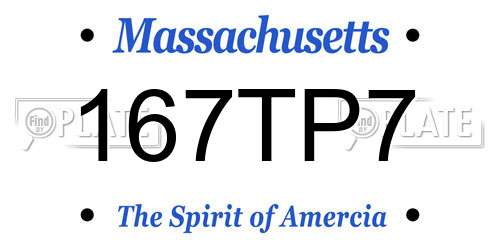 167TP7 Massachusetts License Plate