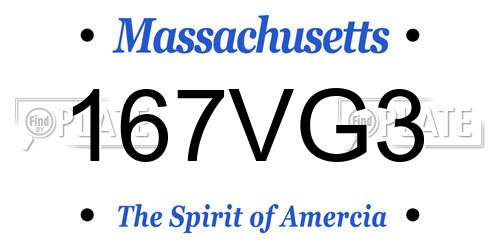 167VG3 Massachusetts License Plate