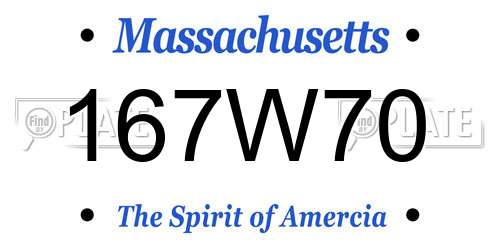 167W70 Massachusetts License Plate