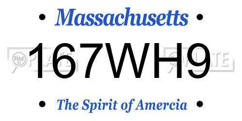 167WH9 Massachusetts License Plate