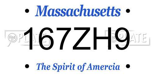 167ZH9 Massachusetts License Plate