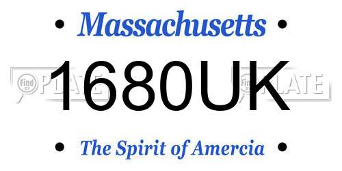 1680UK Massachusetts License Plate