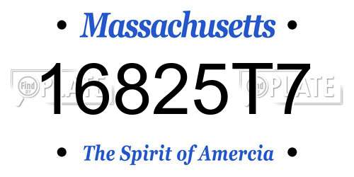 16825T7 Massachusetts License Plate