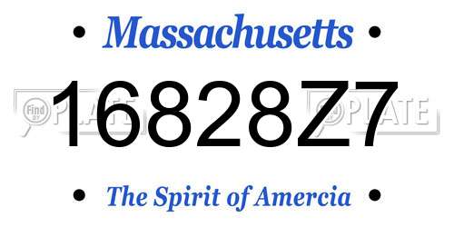 16828Z7 Massachusetts License Plate
