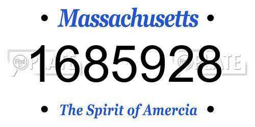 1685928 Massachusetts License Plate