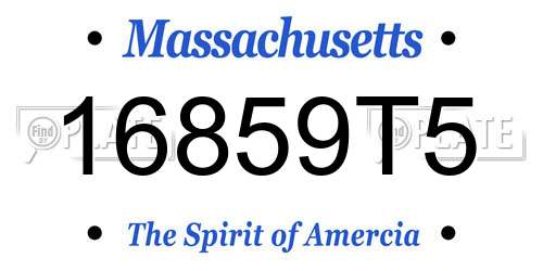 16859T5 Massachusetts License Plate