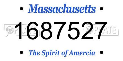 1687527 Massachusetts License Plate