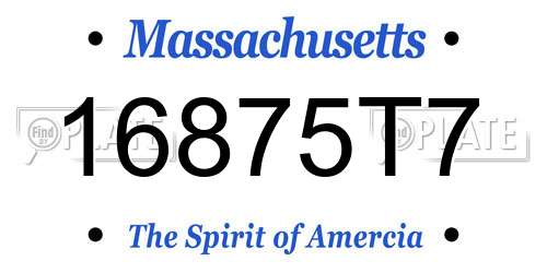 16875T7 Massachusetts License Plate
