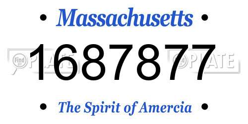 1687877 Massachusetts License Plate