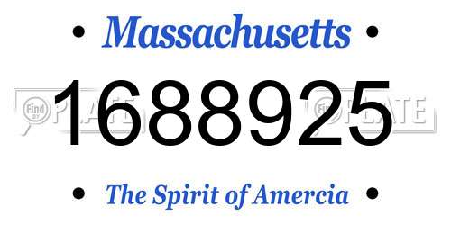 1688925 Massachusetts License Plate
