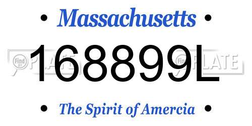 168899L Massachusetts License Plate