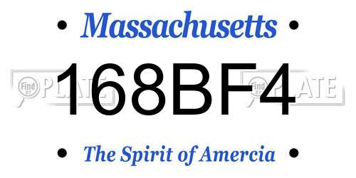 168BF4 Massachusetts License Plate