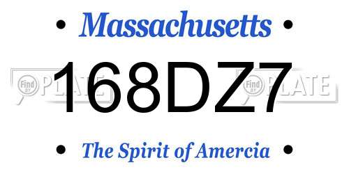 168DZ7 Massachusetts License Plate