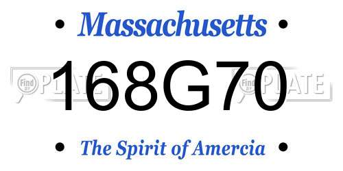 168G70 Massachusetts License Plate