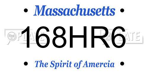 168HR6 Massachusetts License Plate