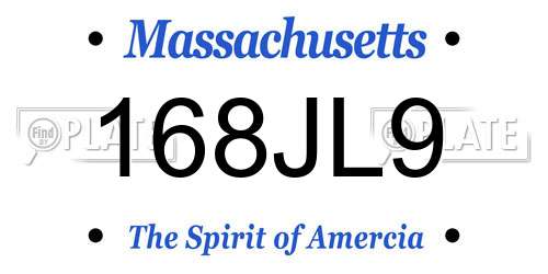 168JL9 Massachusetts License Plate