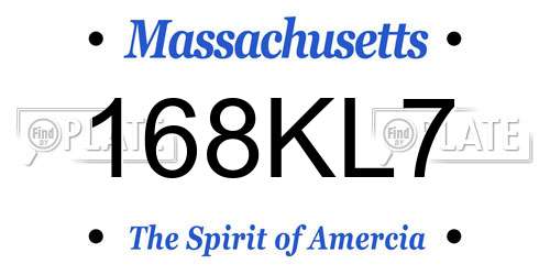 168KL7 Massachusetts License Plate