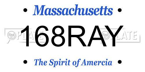 168RAY Massachusetts License Plate