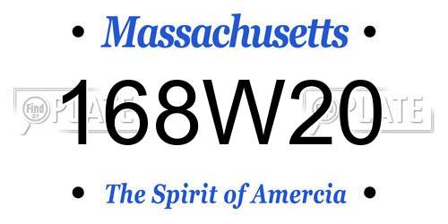168W20 Massachusetts License Plate