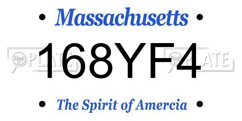 168YF4 Massachusetts License Plate
