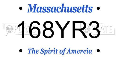 168YR3 Massachusetts License Plate