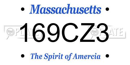 169CZ3 Massachusetts License Plate