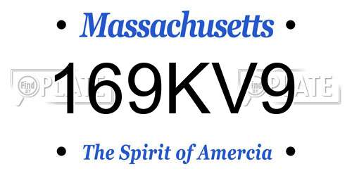 169KV9 Massachusetts License Plate