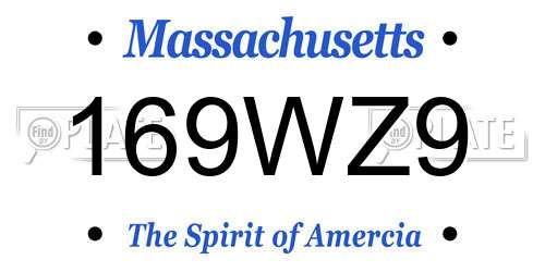 169WZ9 Massachusetts License Plate