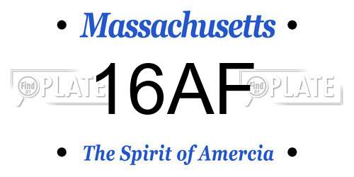 16AF Massachusetts License Plate