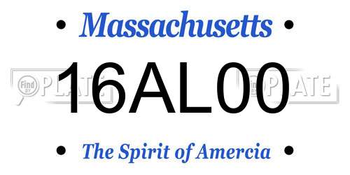 16AL00 Massachusetts License Plate