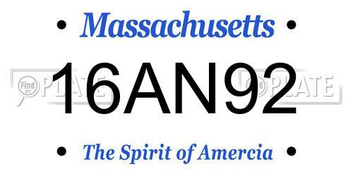 16AN92 Massachusetts License Plate