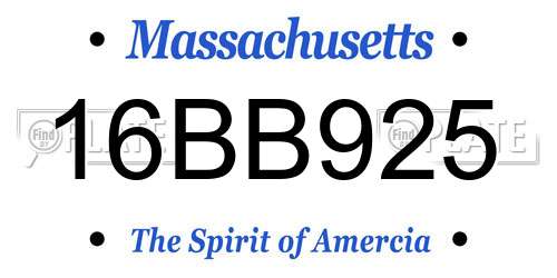 16BB925 Massachusetts License Plate