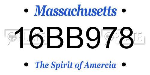 16BB978 Massachusetts License Plate