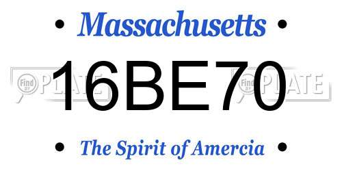 16BE70 Massachusetts License Plate