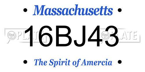 16BJ43 Massachusetts License Plate