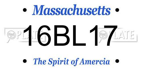 16BL17 Massachusetts License Plate