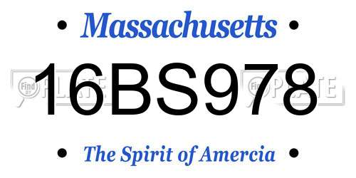 16BS978 Massachusetts License Plate