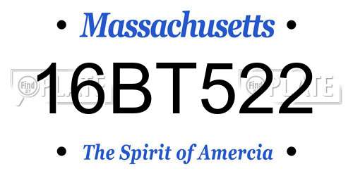 16BT522 Massachusetts License Plate