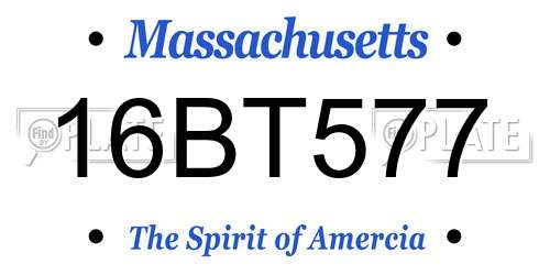 16BT577 Massachusetts License Plate
